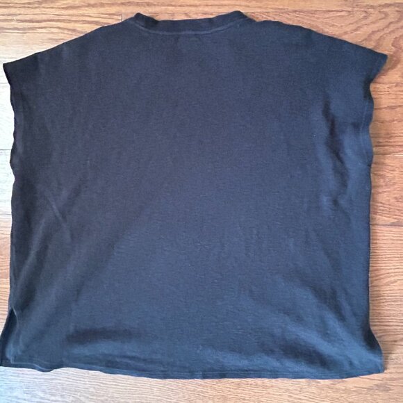 EILEEN FISHER Organic Cotton Crewneck Box Top Black Tee Size XL Cap Sleeve - Picture 10 of 14